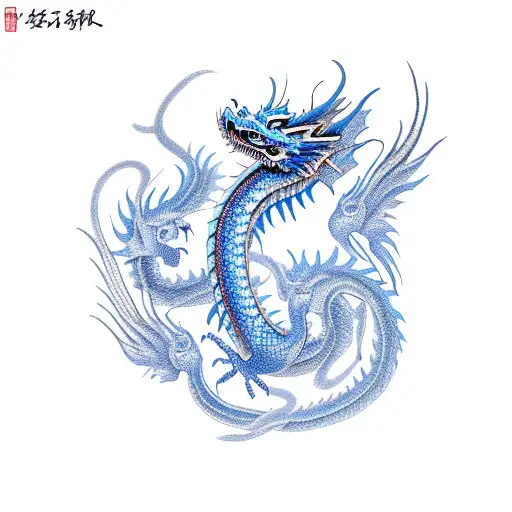 Blue Vietnamese Dragon With Feminine Features