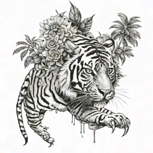 A Party Scene With Psychedelic Elements And A Hidden Tiger Silhouette