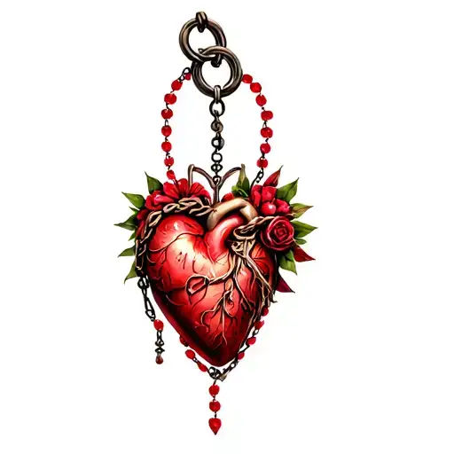 Sacred Heart And Rosary Wrapped