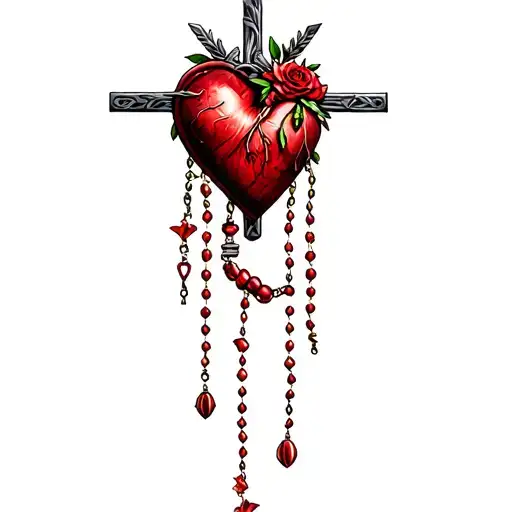 Sacred Heart And Rosary Wrapped