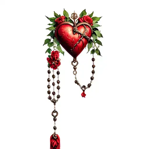 Sacred Heart And Rosary Wrapped