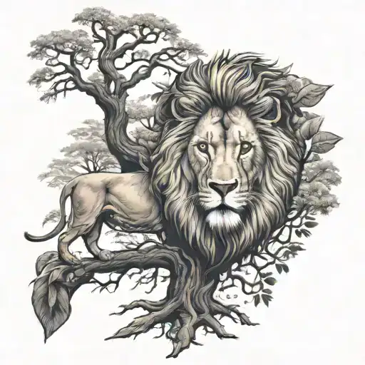 Lion Tree Growing Optical Illusion