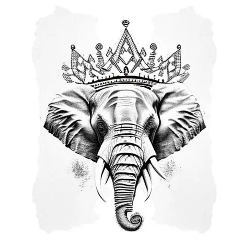 Africa Continent With Elephant's Head With A Crown In It