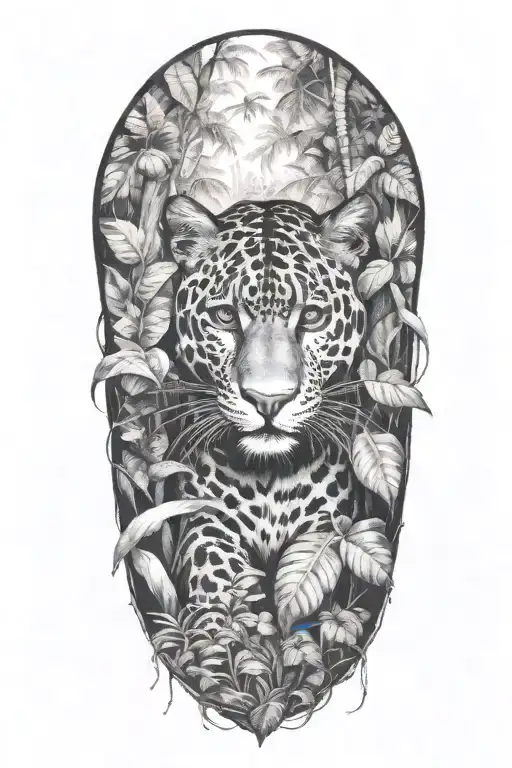 Panther Hiding In A Rainforest Scene