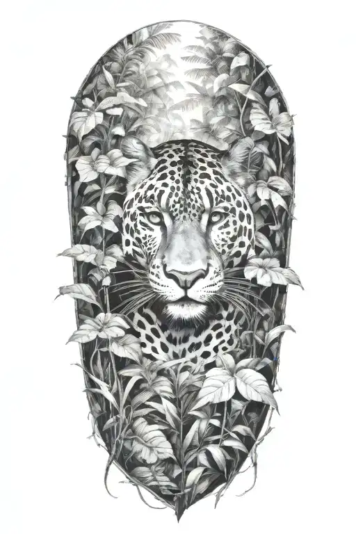 Panther Hiding In A Rainforest