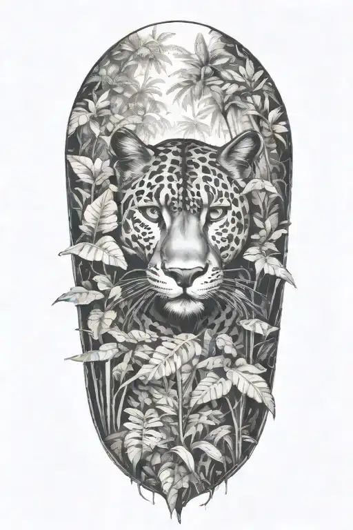 Panther Hiding In A Rainforest With Rain Falling