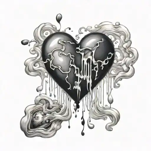 A Broken Heart And Black Balloon Floating