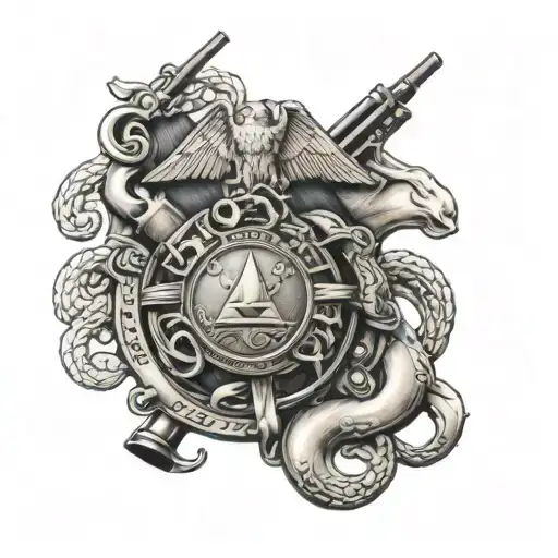 Military Tattoo Design Featuring Marine Corps Emblem