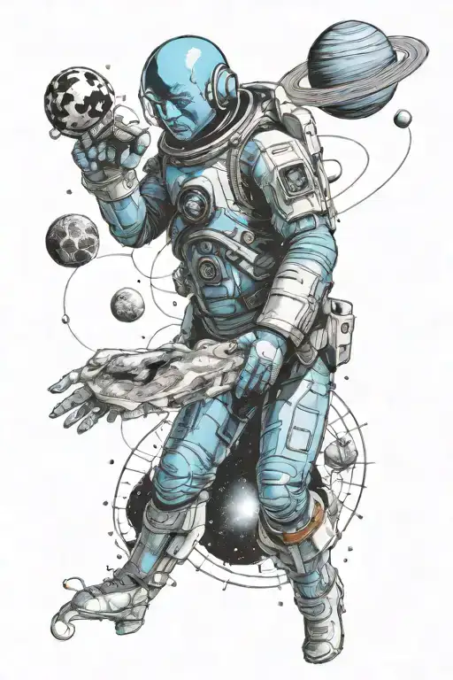 Dr Manhattan And Planets Orbiting Astronaut With Earth