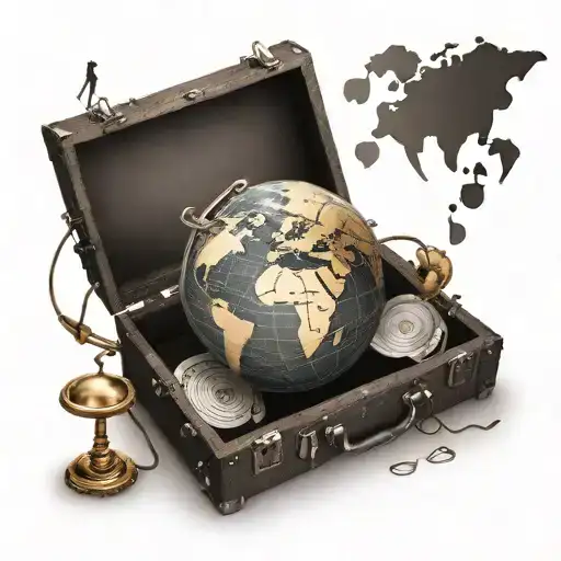 A Music-inspired Tattoo Featuring A Globe With Musical Notes As Travel Destinations