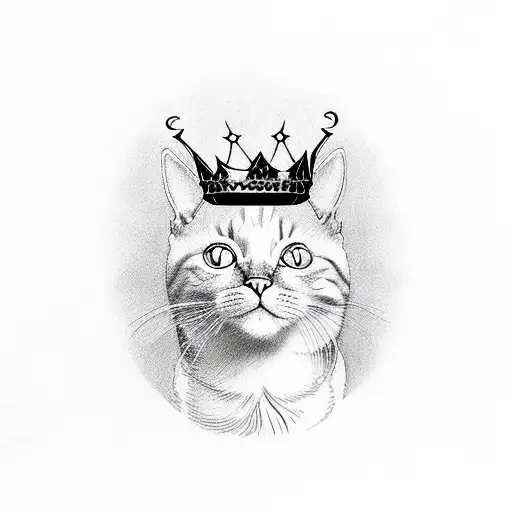 Cat With Crown In Forest