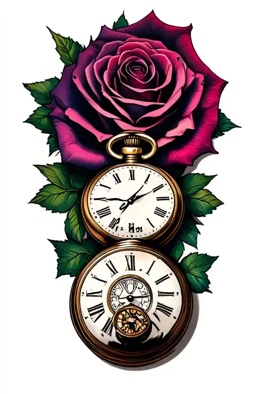 Pocket Watch And Roses