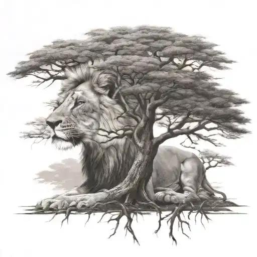 Lion Face Look To The Right Side View