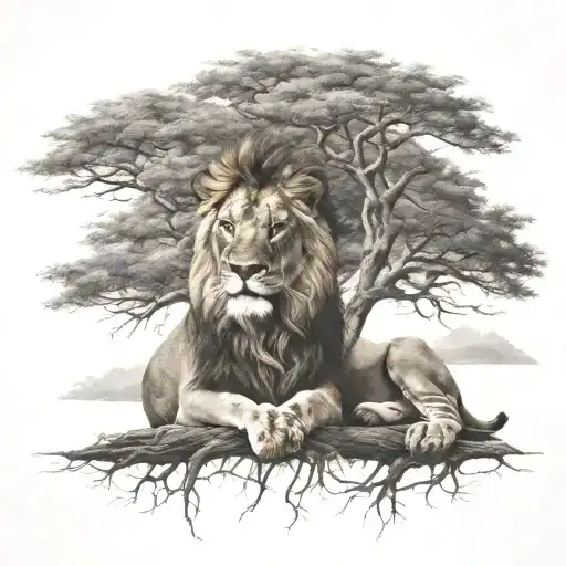 Lion Face Look To The Right Side View