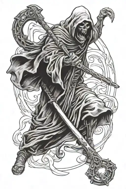 Satanic Grim Reaper Holding A Scythe Floating Towards You While Screaming