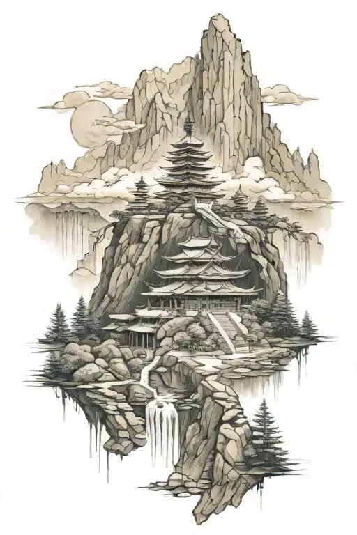 Mountain And Temple Surrounded
