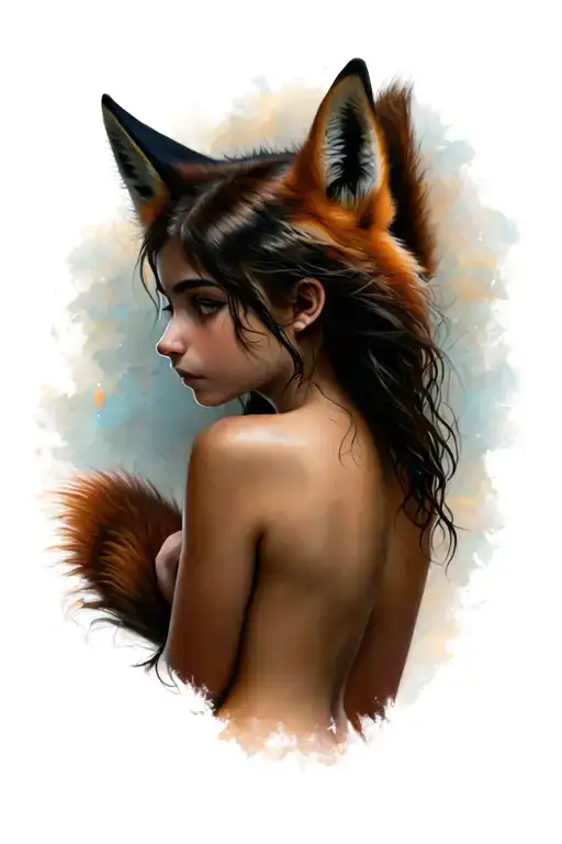 Naked Girl With Fox Tail