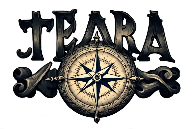 Ship With Compass Rose