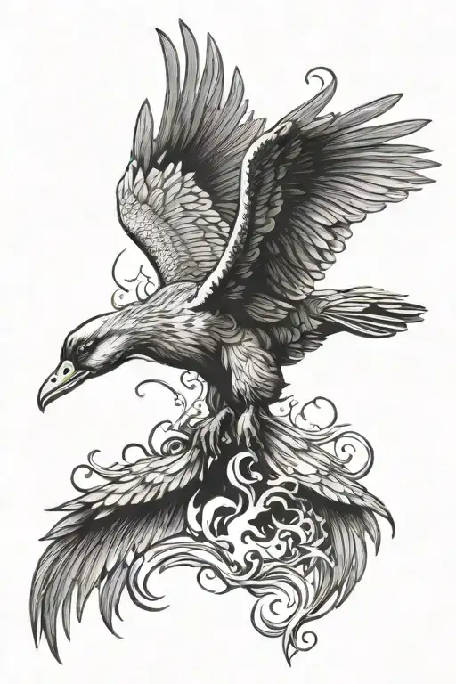 Phoenix Rising With A Duck In Center