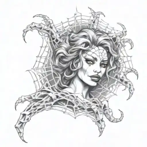 Pretty Pinup Spider Woman Crying Webs