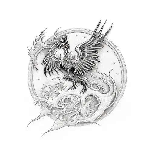 Phoenix Rising From Open Book