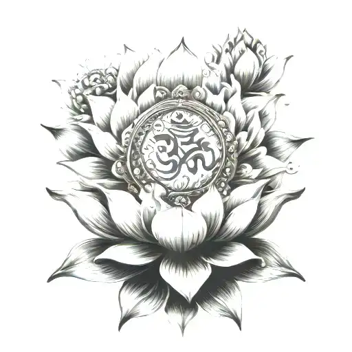 Om With Lotus With Garud With Sudarshana