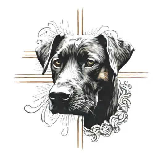 Cross With Dog Head Inside Representing