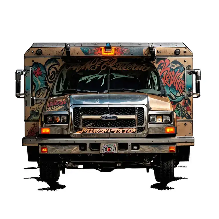 Paid And Full Chest Tattoo Bank Armored Truck Heist Graffiti Writing Paid And Full