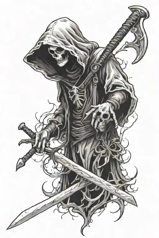 Death With A Hood And His Scythe