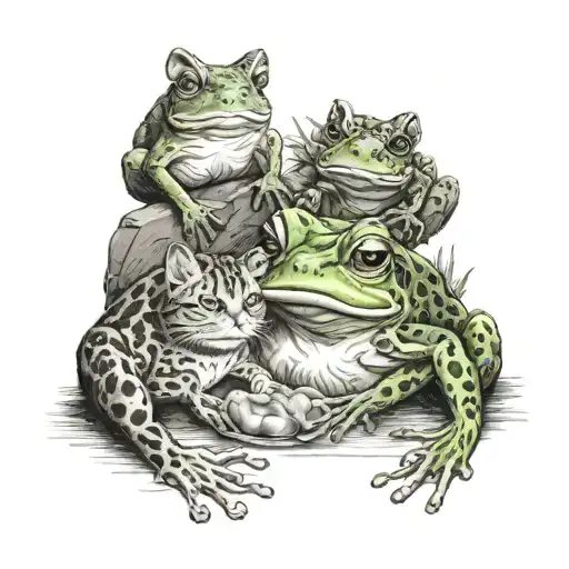 Frog Eating A Cat And A Dog Eating The Frog