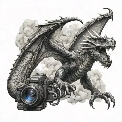 A Videographer Capturing A Dragon In Flight In A Realism Style