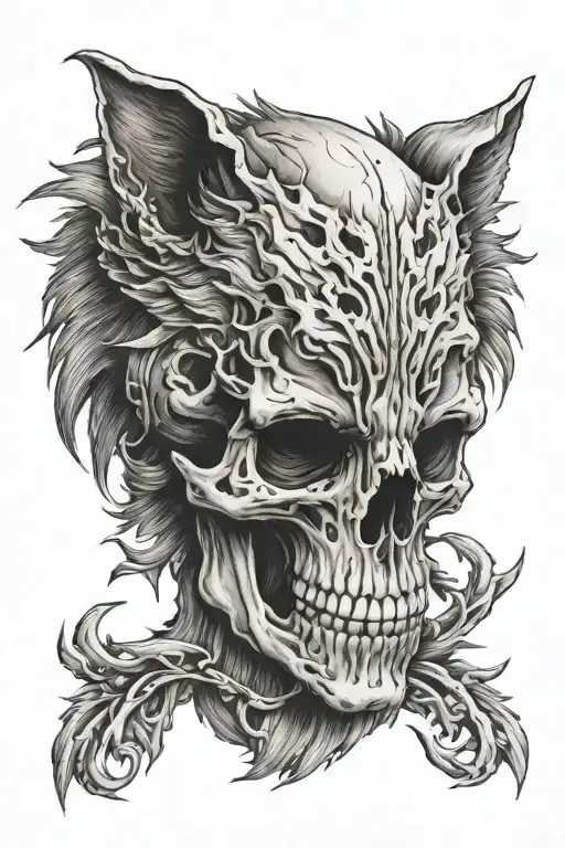 Skull And Wolf's Head