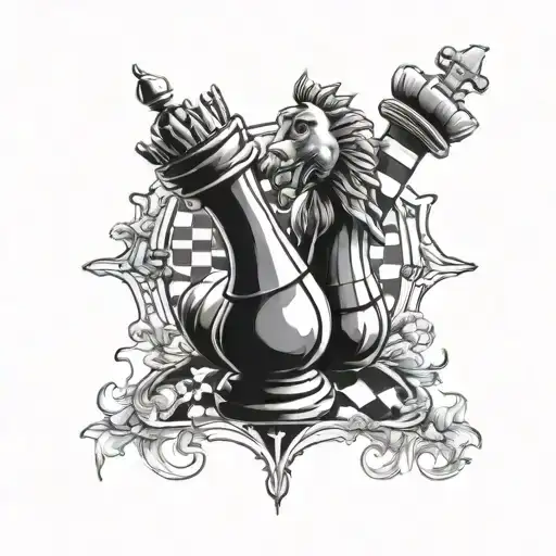 Chess Tattoo Design Featuring A Hand Holding A Heart