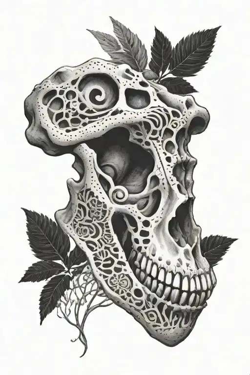 A Dotwork Tattoo Of A Dinosaur Skull With Intricate Patterns Inspired By Harry Styles'