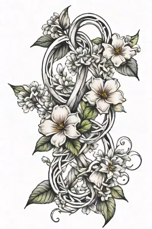 Birth Month Flowers Intertwined Infinity Symbols