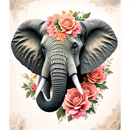 Elephant Head Mit Rosen