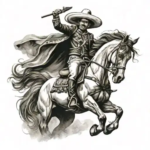 Mexican Riding A Horse Jumping