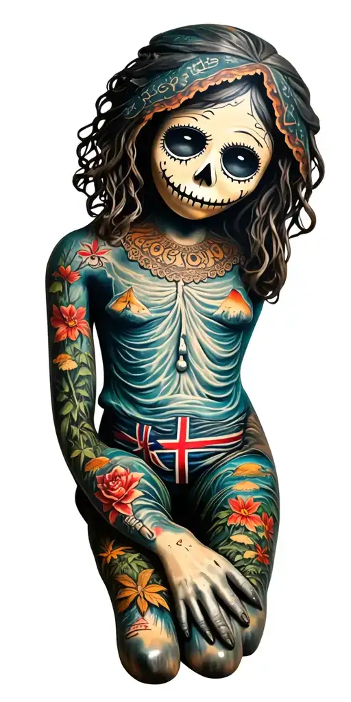 A Voodoo Doll Surrounded By Symbols Of Norway Nature