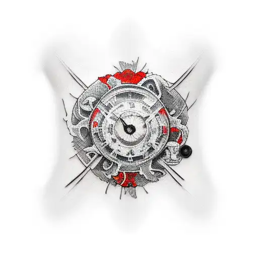 Tattoo Sleeve In Van Gogh Style With Red And Black Colors