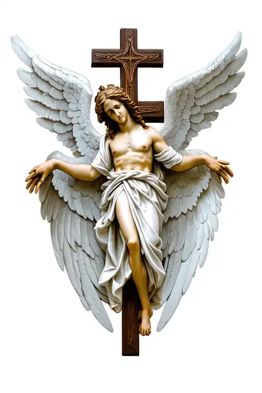 Holy Cross With Angel Wings Spread Wide
