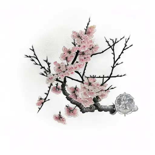 Cherry Blossom With Samurai Silloets
