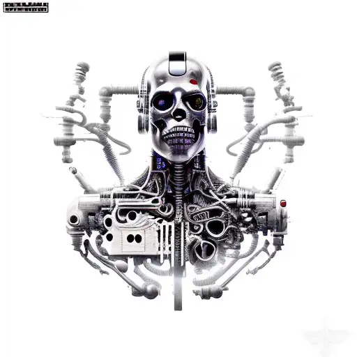 Cyborg Cyberpunk With A Skull Face