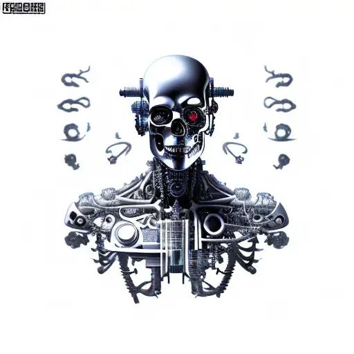 Cyborg Cyberpunk With A Skull Face With Flesh