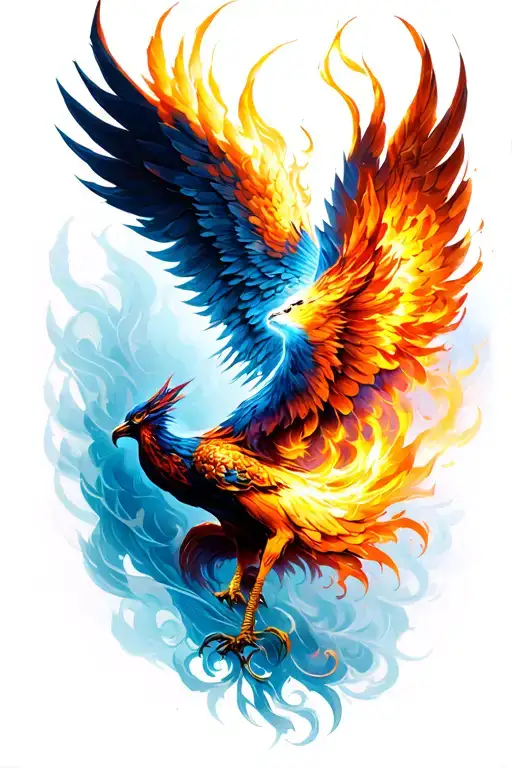 Realism Side Profile Phoenix Rising From Ashes Warm Colors