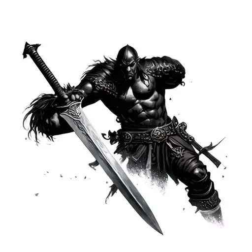 Black Warrior Wielding A Sword