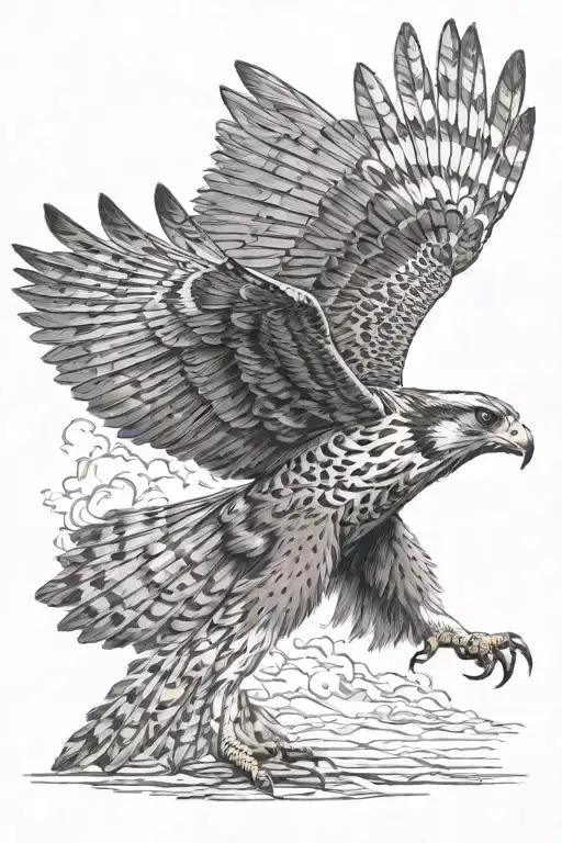 Falcon Flying Wide Wings