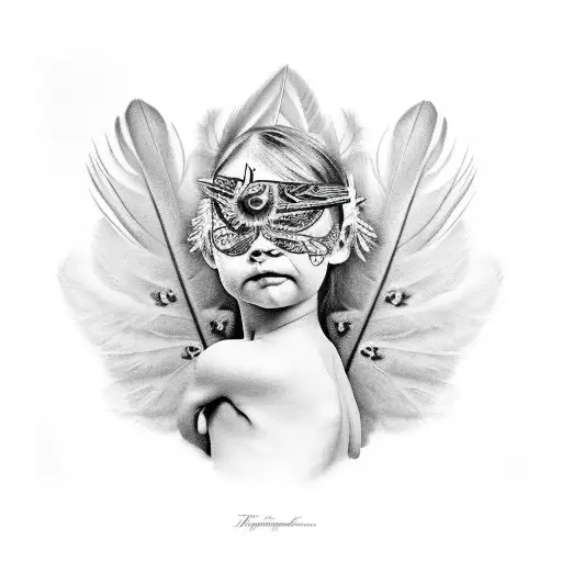 A Bird With Feathers Protecting Their Child