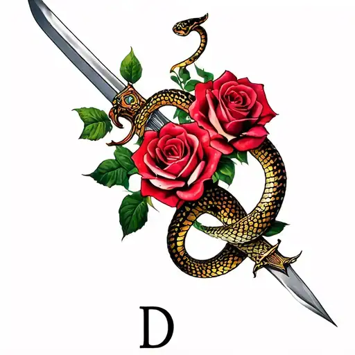 Snake Sword Roses And Letters J D K