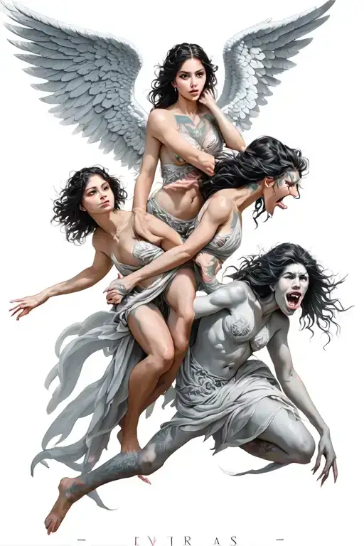 Female Angels Fighting Demons