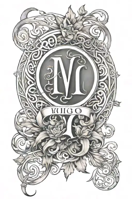 Intricate Celtic Zodiac Sign Virgo With The Letter I Inside